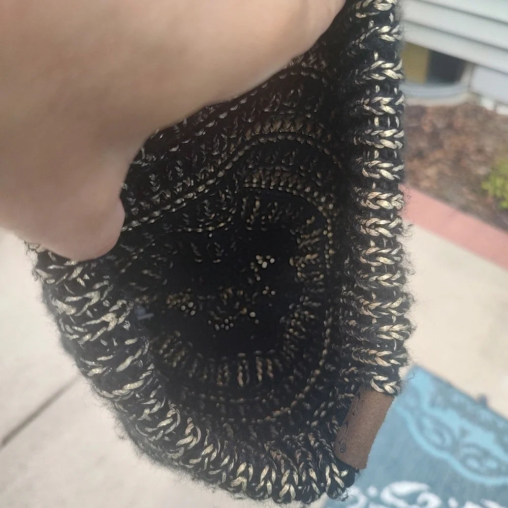 Metallic CC Beanies HAT - Black Gold